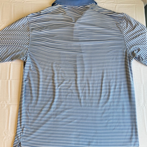 Peter Millar Summer Comfort Men's Blue Striped Polo Shirt - Picture 7 of 8